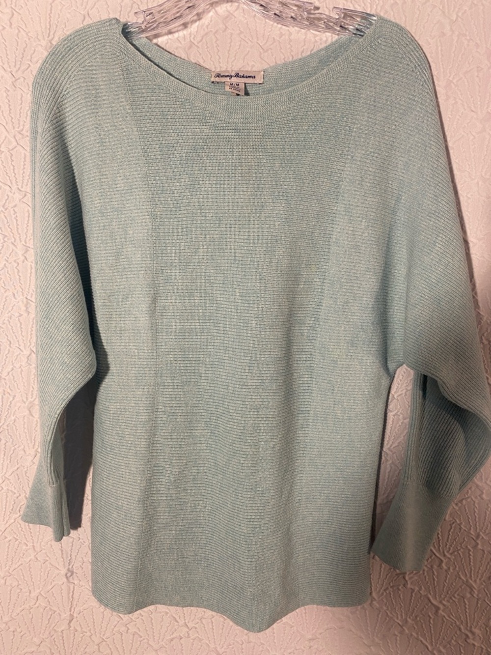 Tommy Bahama Baby Blue Ribbed Knit Boatneck Sweater Island Resort Inspired